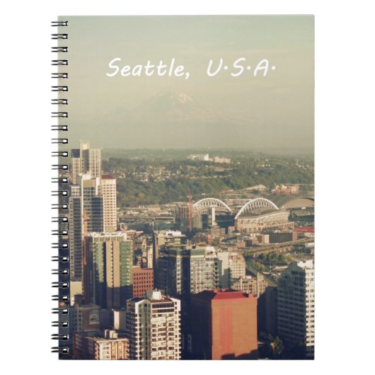 Stad Seattle. Uitzicht van de stadtoren. Landschap Notitieboek (Voorkant)