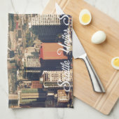 Stad Seattle. Uitzicht van de stadtoren. Landschap Theedoek (Quarter Fold)