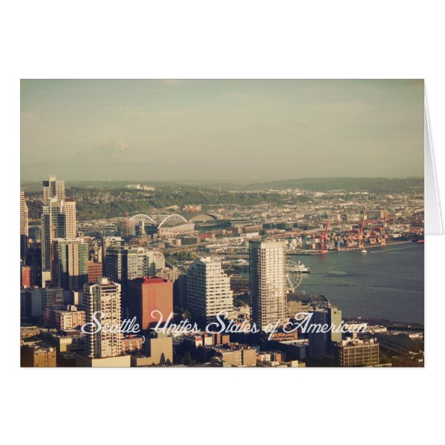 Stad Seattle. Uitzicht vanaf stadstoren. Landschap (Voorkant Horizontaal)
