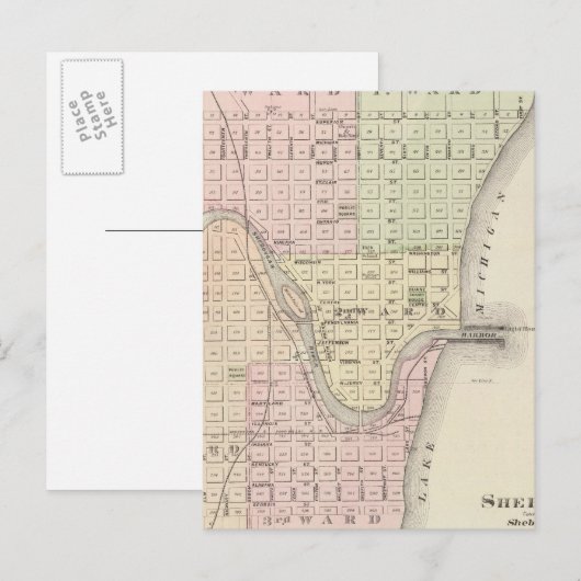 Stad Sheboygan, provinciezetel Sheboygan Co Briefkaart (Voorkant / Achterkant)