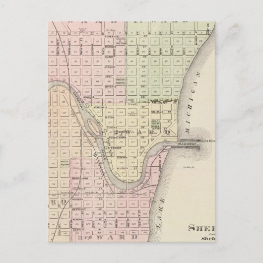 Stad Sheboygan, provinciezetel Sheboygan Co Briefkaart (Voorkant)