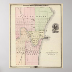 Stad Sheboygan, zetel van Sheboygan Co Poster
