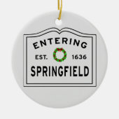 Stad Springfield Holiday Wreath Keramisch Ornament (Voorkant)