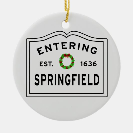 Stad Springfield Holiday Wreath Keramisch Ornament (Voorkant)
