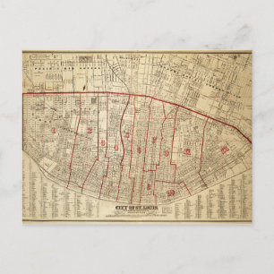 Stad St. Louis, Missouri Map (1870) Briefkaart