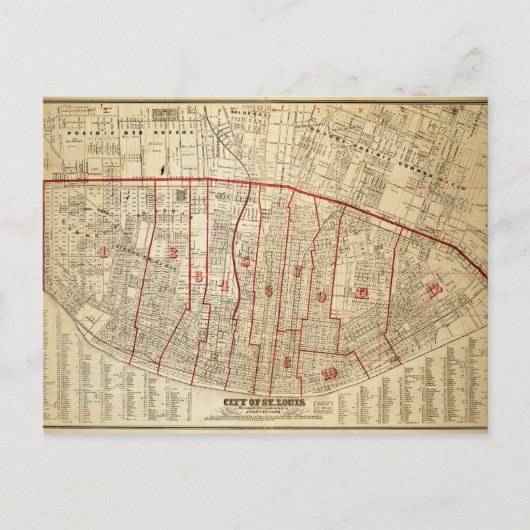 Stad St. Louis, Missouri Map (1870) Briefkaart (Voorkant)