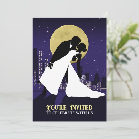 Stad sterren bruiloft uitnodiging (Staand voorkant)
