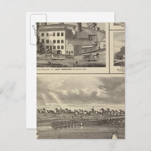 Stad Storm Meer brouwerij, Muscatine bldg Briefkaart (Voorkant / Achterkant)