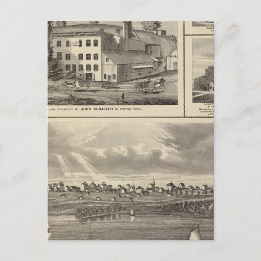 Stad Storm Meer brouwerij, Muscatine bldg Briefkaart (Voorkant)