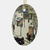  stad straat winterscène keramisch ornament (Links)