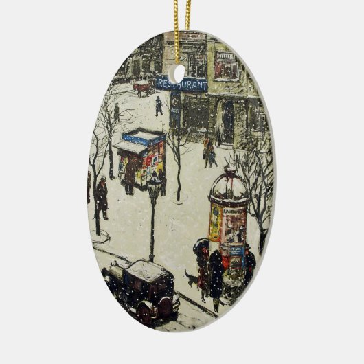  stad straat winterscène keramisch ornament (Links)