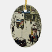  stad straat winterscène keramisch ornament (Voorkant)