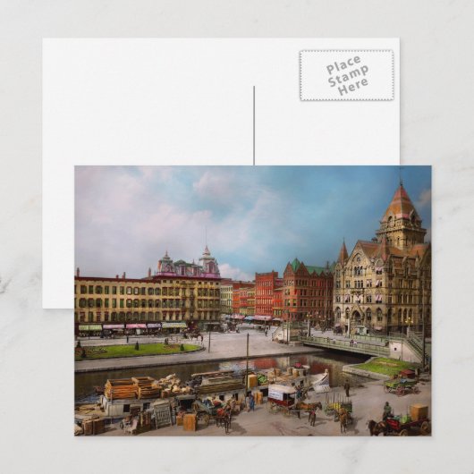 Stad - Syracuse NY - het Clinton Square kanaal 190 Briefkaart (Voorkant / Achterkant)