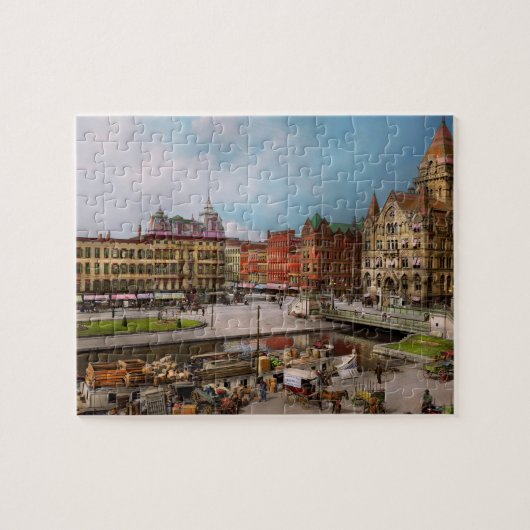 Stad - Syracuse NY - het Clinton Square kanaal 190 Legpuzzel (Horizontaal)