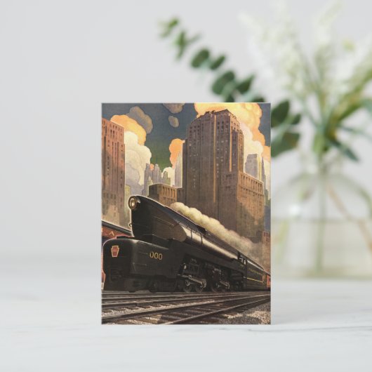  stad, T1 duplextrein op het spoor Briefkaart (Staand voorkant)