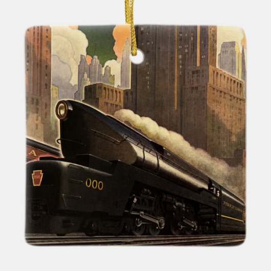  stad, T1 duplextrein op het spoor Keramisch Ornament (Voorkant)