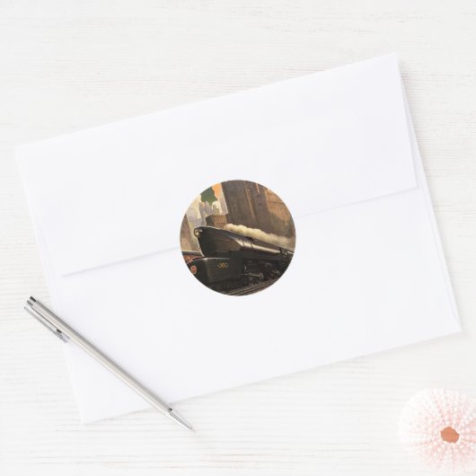 stad, T1 duplextrein op het spoor Ronde Sticker (Envelop)