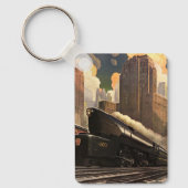 stad, T1 duplextrein op het spoor Sleutelhanger (Voorkant)