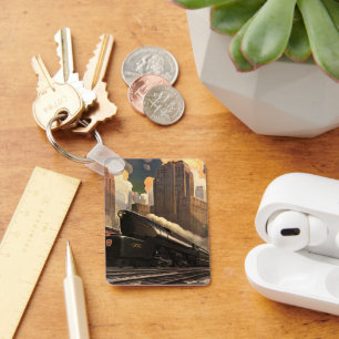 stad, T1 duplextrein op het spoor Sleutelhanger