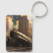 stad, T1 duplextrein op het spoor Sleutelhanger (Achterkant)