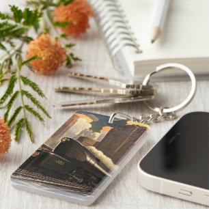 stad, T1 duplextrein op het spoor Sleutelhanger