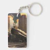 stad, T1 duplextrein op het spoor Sleutelhanger (achterkant)