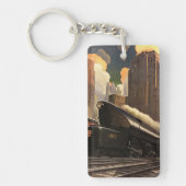 stad, T1 duplextrein op het spoor Sleutelhanger (Voorkant)