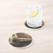 stad, T1 duplextrein op het spoor Zandsteen Onderzetter (Zijkant)