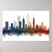 Stad tekening aquarel kunst poster (Voorkant)