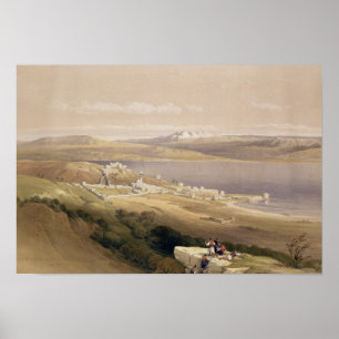 Stad Tiberias op het Zee van Galilea Poster