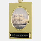 Stad van Adelaide Clipper schip 1800s Verguld Banner Ornament (Links)