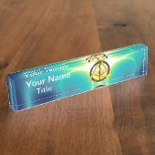 STAD VAN ASCLEPIUS DENTIST SYMBOOL Blue Naambordje (Zijkant)