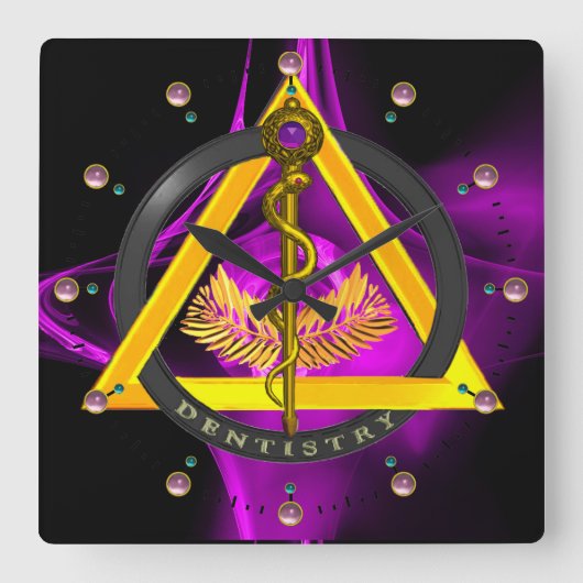 STAD VAN ASCLEPIUS DENTIST-SYMBOOL, Lila Vierkante Klok (Voorkant)