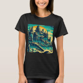 Stad van Atlantis 1 - Woodblock Style T-shirt (Voorkant)