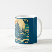 Stad van Atlantis 2 - Woodblock Style Koffiemok (Voorkant rechts)