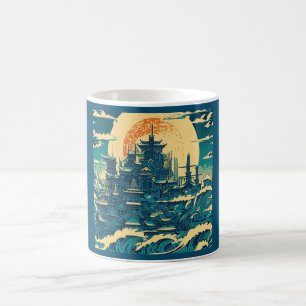 Stad van Atlantis 2 - Woodblock Style Koffiemok
