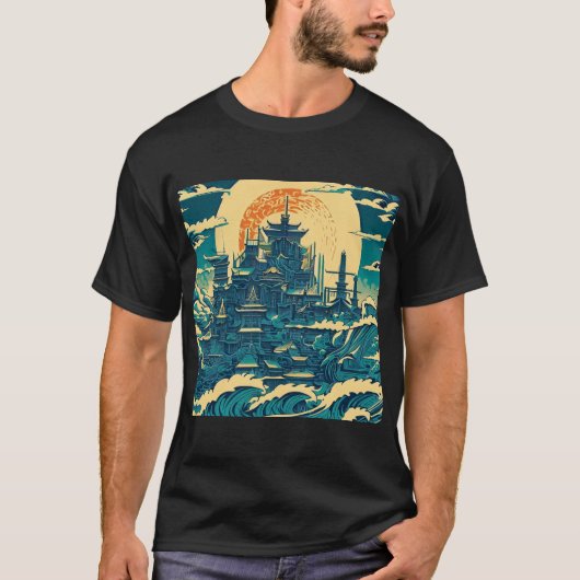 Stad van Atlantis 2 - Woodblock Style T-shirt (Voorkant)