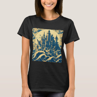 Stad van Atlantis 3 - Woodblock Style T-shirt