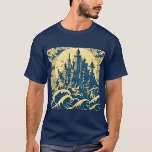 Stad van Atlantis 3 - Woodblock Style T-shirt