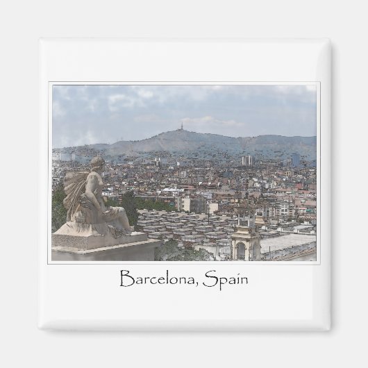 Stad van Barcelona Spanje Cityscape Magneet (Voorkant)