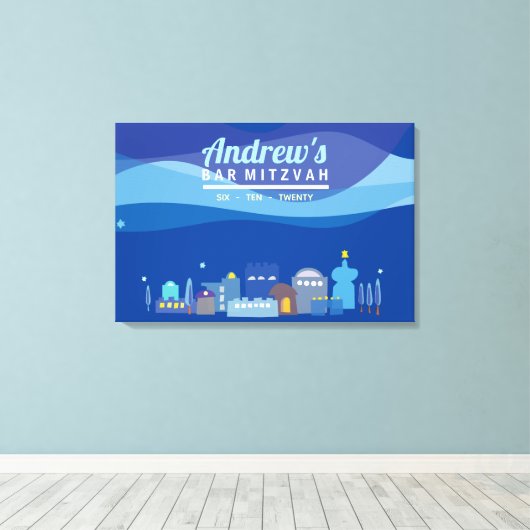 STAD VAN DAVID Bar Mitzvah Inloggen Memory Board Canvas Afdruk (Insitu (Houten vloer))