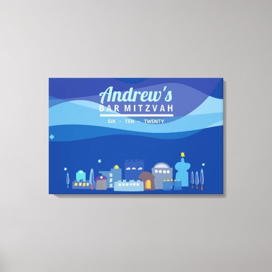 STAD VAN DAVID Bar Mitzvah Inloggen Memory Board Canvas Afdruk (Voorkant)