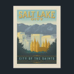 Stad van de heiligen | Salt Lake City, Utah Briefkaart<br><div class="desc">Anderson Design Group is een bekroonde illustratie- en ontwerpfirma in Nashville,  Tennessee. Oprichter Joel Anderson leidt een team van getalenteerde artiesten naar creëer originele poster kunst die lijkt op klassieke  prints van de jaren 20 tot de jaren 60.</div>