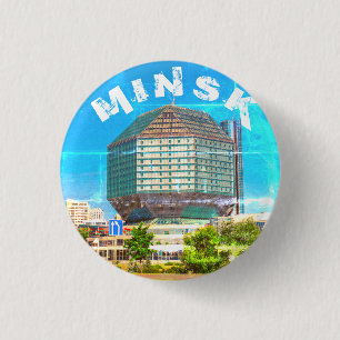 Stad van de staatsbibliotheek van Minsk Belarus Ronde Button 3,2 Cm