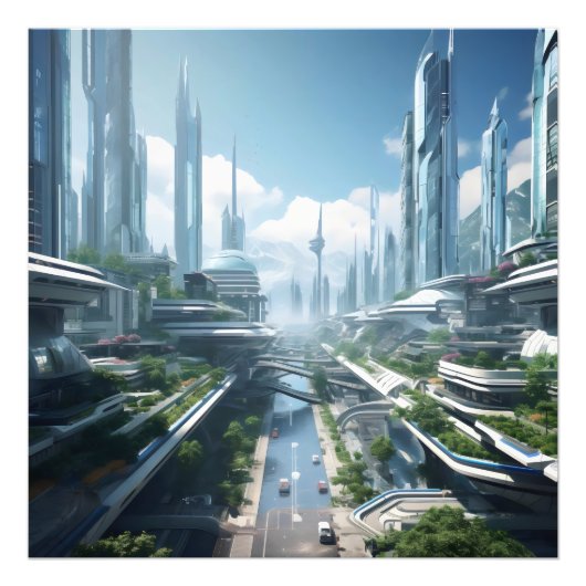 Stad van de toekomst foto afdruk (Voorkant)