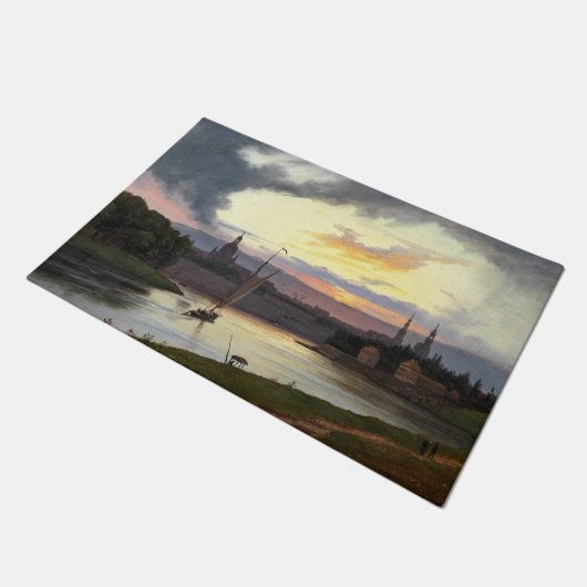 Stad van Dresden bij zonsondergang (Duits Landscha Deurmat (Schuin)