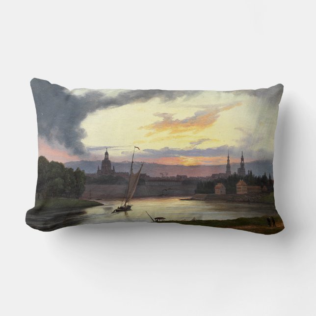 Stad van Dresden bij zonsondergang (Duits Landscha Kussen (Voorkant)