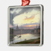 Stad van Dresden bij zonsondergang (Duits Landscha Metalen Ornament (Links)