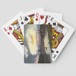 Stad van Dresden bij zonsondergang (Duits Landscha Pokerkaarten