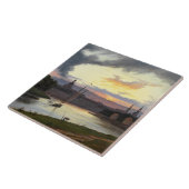 Stad van Dresden bij zonsondergang (Duits Landscha Tegeltje (Zijkant)